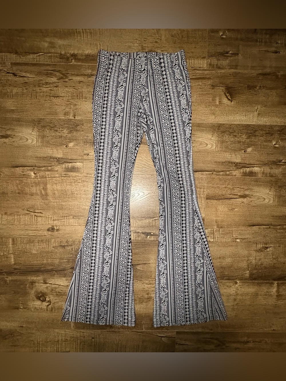 Black & White Printed Flare Pants